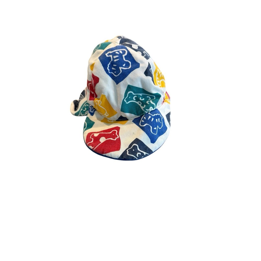 Vintage 90s Primary Color block Bucket Sun Beach Hat Toddler Zoo Animals - Picture 3 of 5